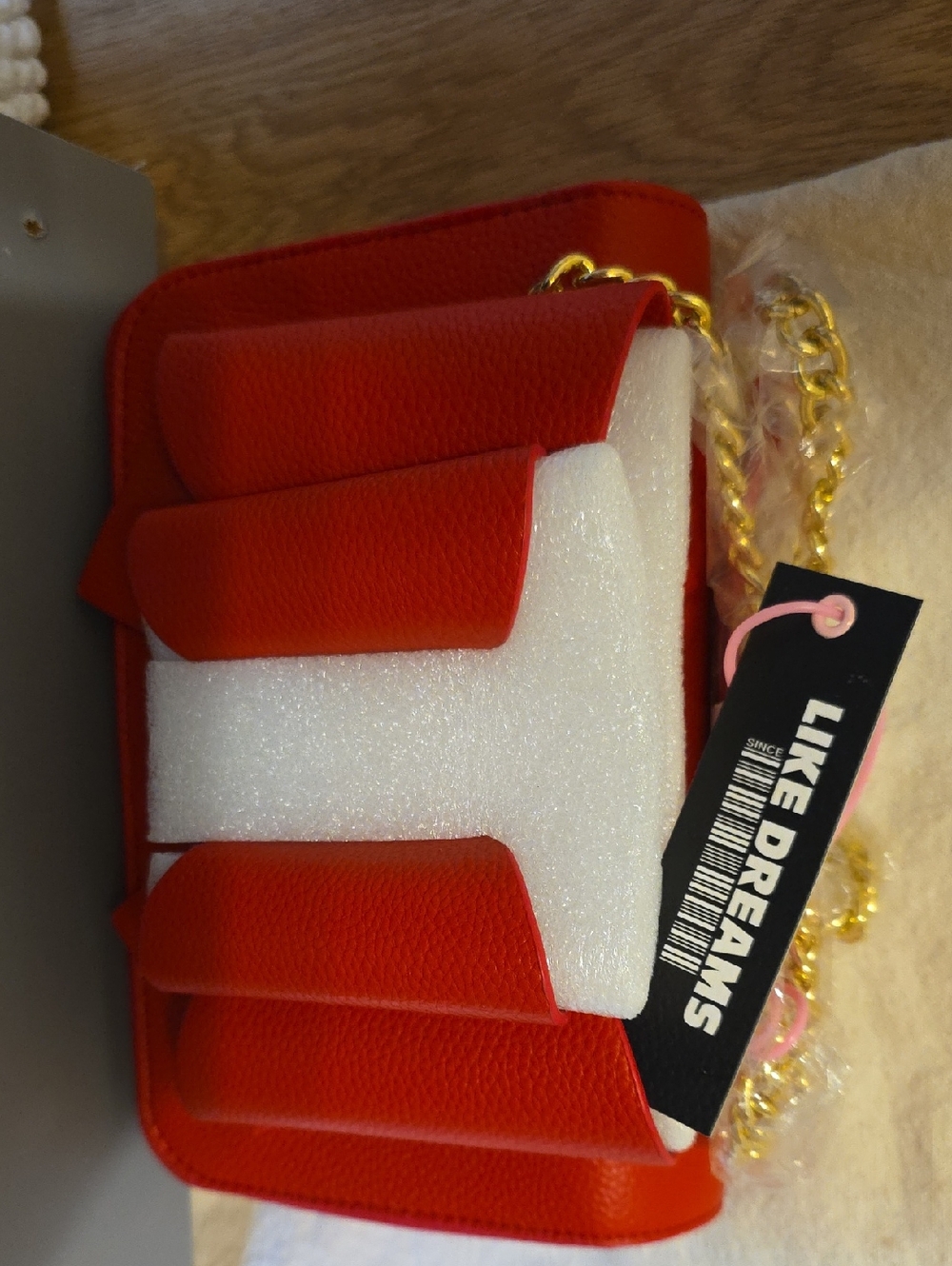Like Dreams Red Crossbody Bag with Gold Chain